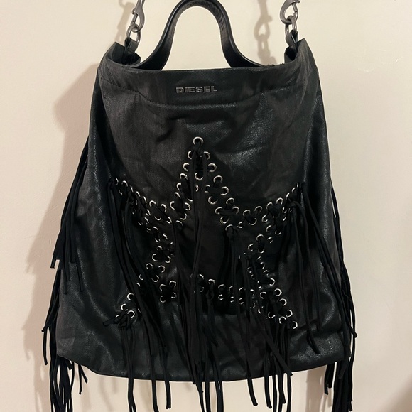 Diesel Black Fringe Star Women's Tote Bag - Picture 1 of 5